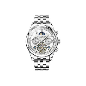 GUANQIN GJ16122 Automatic Mechanical Movement Stainless Steel Watchband Watch Men's Watches White Dial
