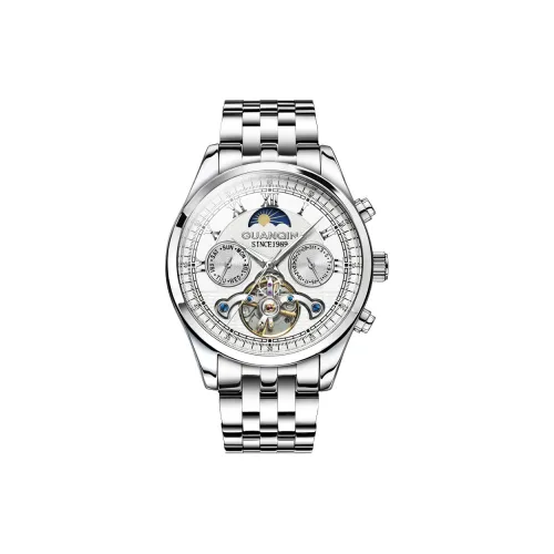 GUANQIN GJ16122 Automatic Mechanical Movement Stainless Steel Watchband Watch Men's Watches White Dial