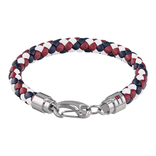 Tommy Hilfiger Stainless Steel Leather Bracelets Men's Silver