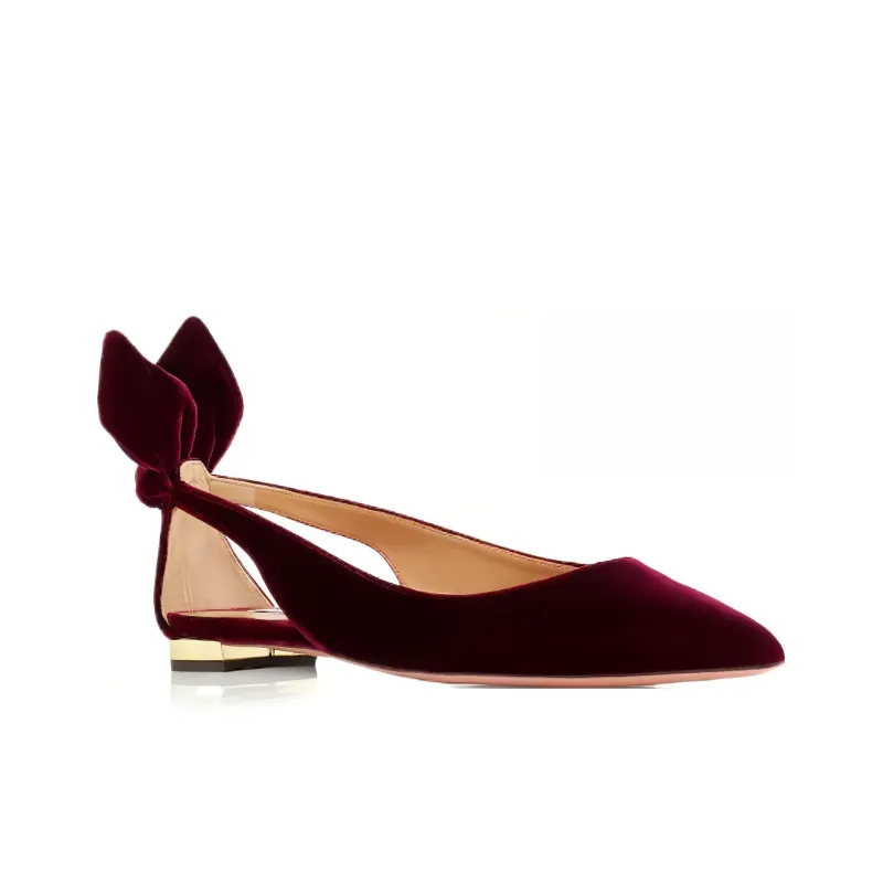 AQUAZZURA Bow Tie Ballet Flat Shoes Women's Purple-2
