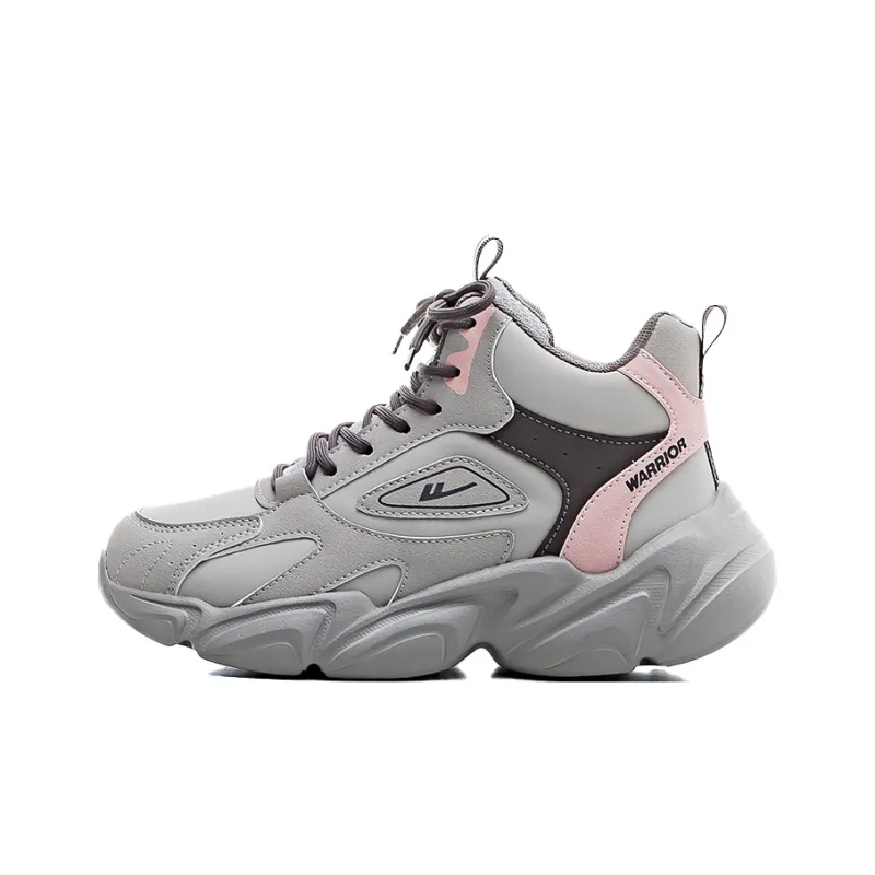 Warrior Slip Resistant, Abrasion Resistant, Thermal High Top Chunky Sneakers Women's Gray Pink Dark Brown-0
