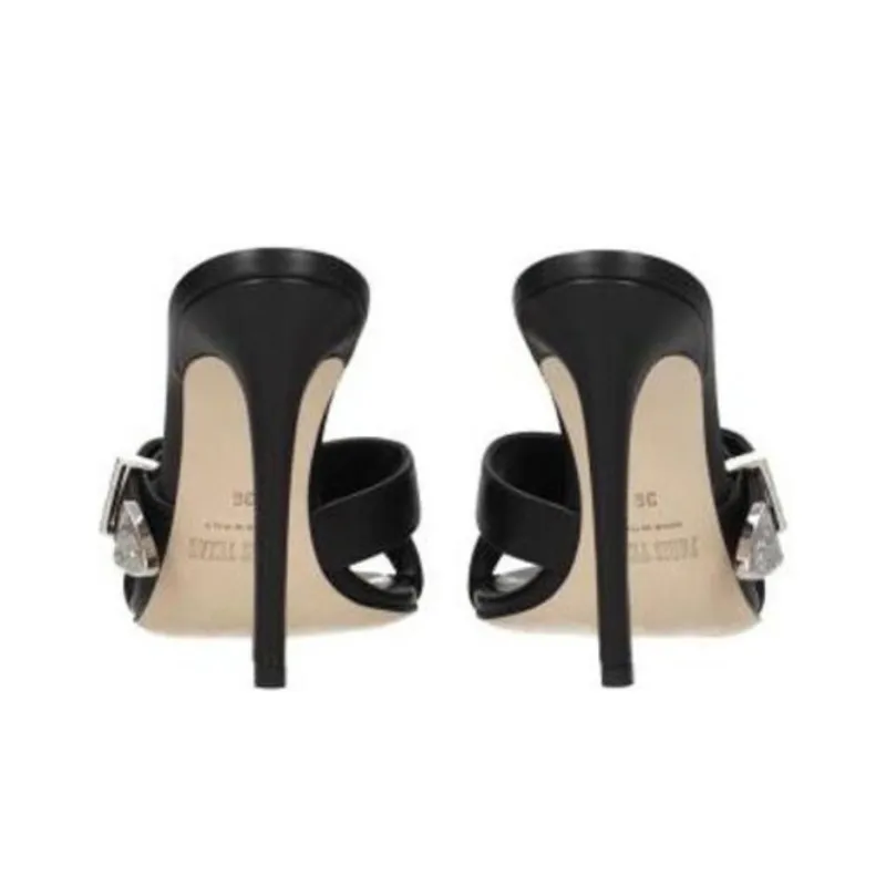Paris Texas Regina Buckled Leather Mules-4