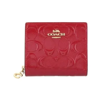 COACH Patent Leather Wallet Women's Red