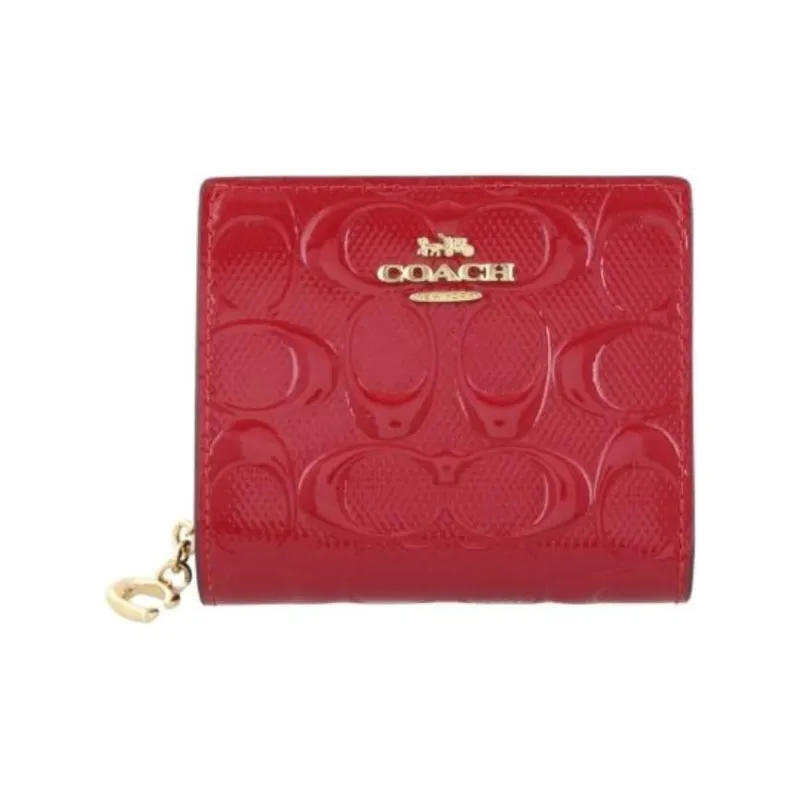 COACH Patent Leather Wallet Women's Red-0