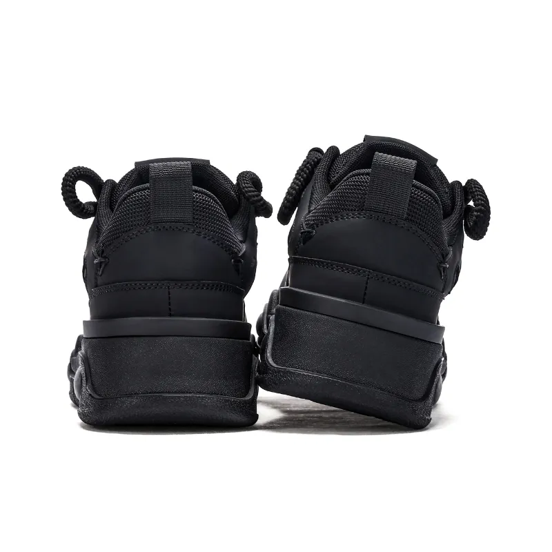 JEEP SPIRIT Slip-Resistant Water-Resistant Wear-Resistant Height-Increasing Low-Top Skateboard Shoes Men's Black-4