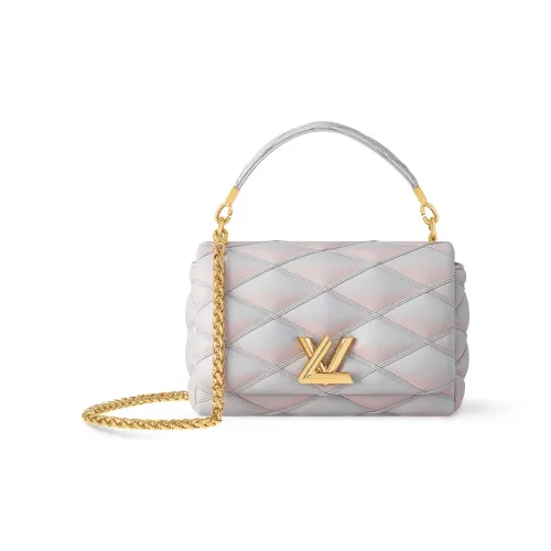 LOUIS VUITTON Sheepskin Lipstick Bag Handbag Shoulder Bag Crossbody Bag Medium Size Women's Gray Pink