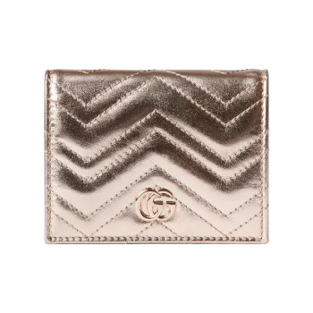 GUCCI GG Marmont Leather Wallet Women's Light Gold