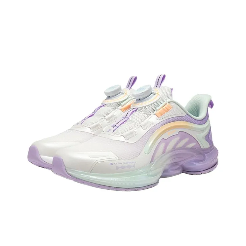 XTEP Anti Slip Wear Resistant Low Top Kids Lifestyle Shoes White Purple Teenagers-1