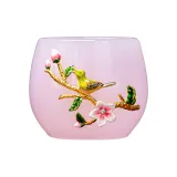 Blissful Engraved Tin and Glass Cup (Pink)