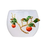 Abundant Harvest Gilded Colored Glaze Cup (White)