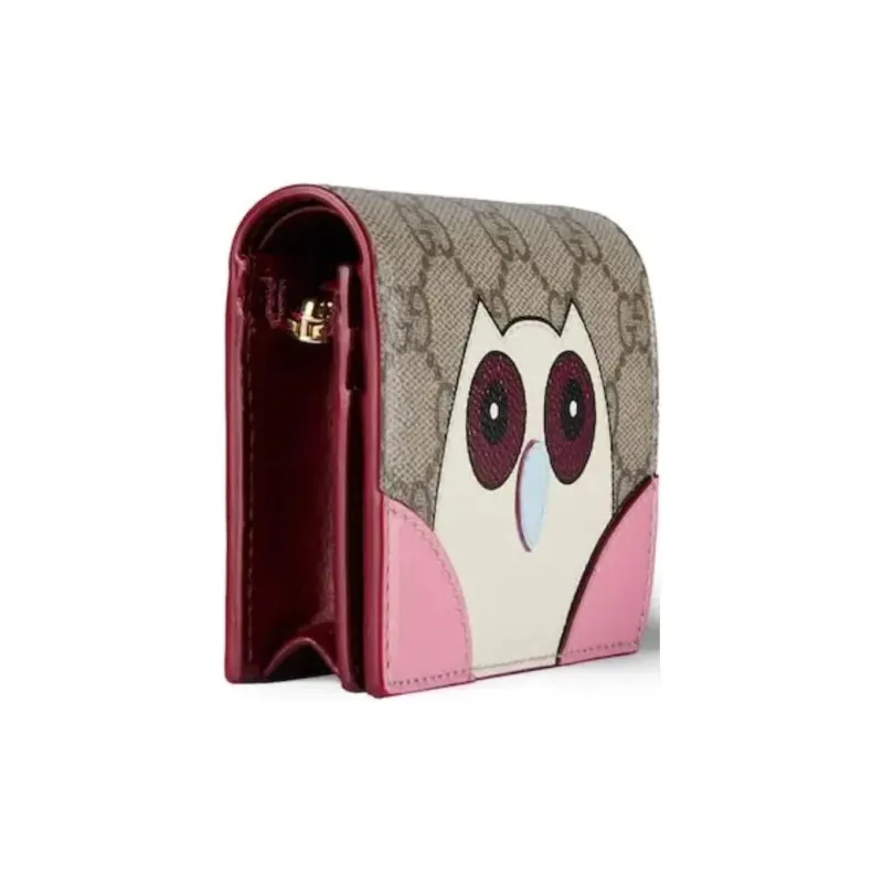 GUCCI Coated Fabric Wallet Mini Women's Pink & White & Brown-1