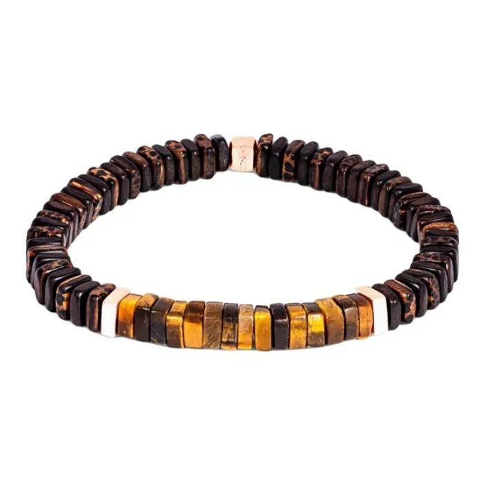 TATEOSSIAN Agate Gold-Plated Ebony Stone Tiger's Eye Stone Bracelets Men's Brown-0
