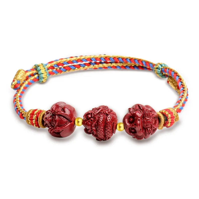 With The Heart Of The Jade Reconstructed Cinnabar Bracelets Unisex-0