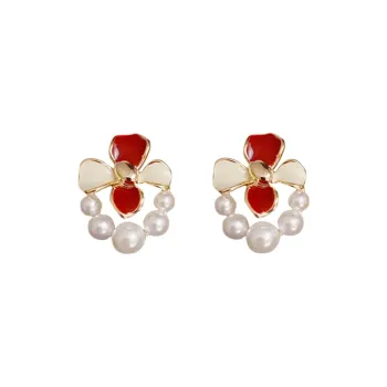 NATURALLYJOJO Copper Oil Drip Earrings Women's Red White