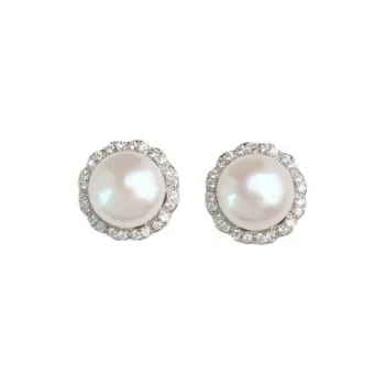 ZHOUBAIFU Freshwater Pearl Stud Earrings Unisex