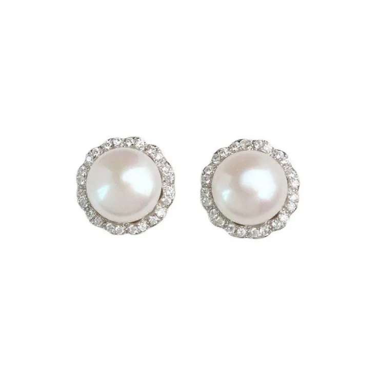 ZHOUBAIFU Freshwater Pearl Stud Earrings Unisex-0
