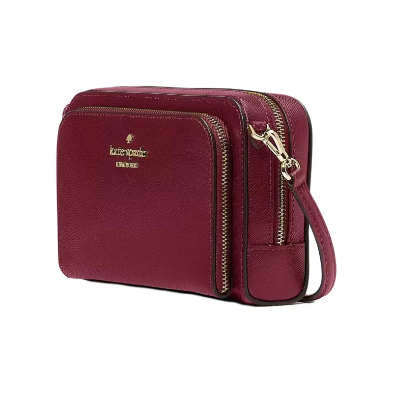Kate Spade Staci Cross Grain Leather Crossbody Bag, Shoulder Bag Women's Blackberry-1