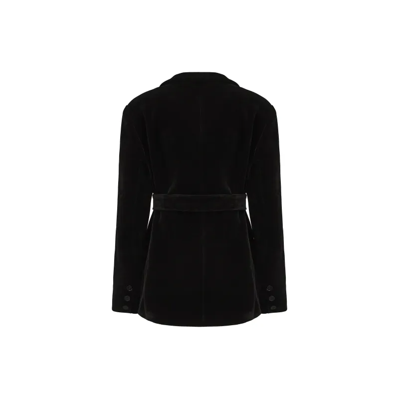CHIWAWAMEME Velvet feel Coat Women's Black-1