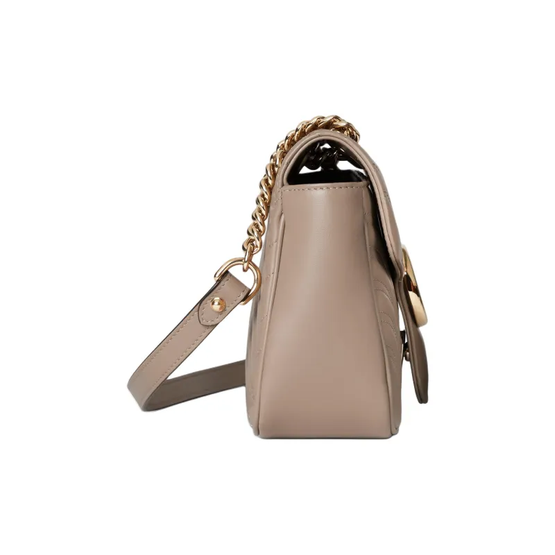 GUCCI GG Marmont Leather Crossbody Bag Shoulder Bag Small Size Women's Taupe-2