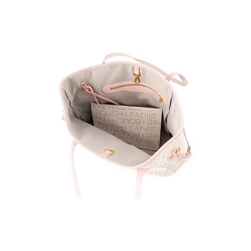 Vigno Synthetic Leather Handbag Shoulder Bag Regular Large Size Women's Pink White/Pink Coffee-10
