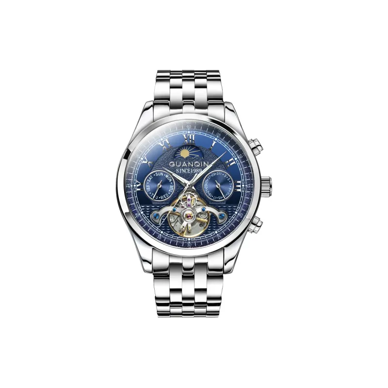 GUANQIN GJ16122 Automatic Mechanical Movement Stainless Steel Watchband Watch Men's Watches White Dial-6