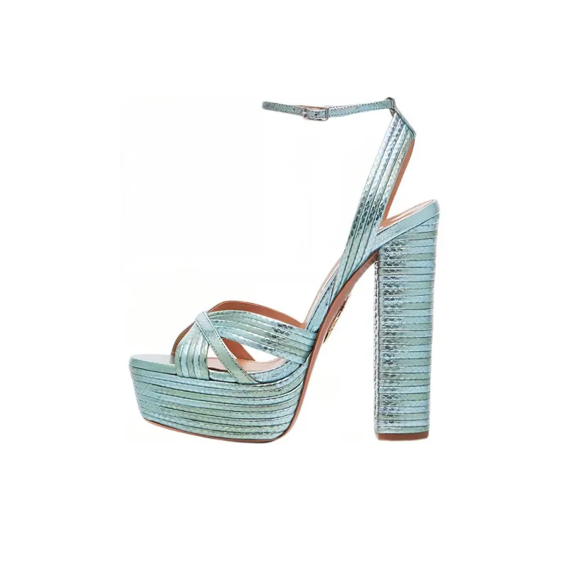 AQUAZZURA Sundance Plateau 140 Strap Sandals Women's Mint-0