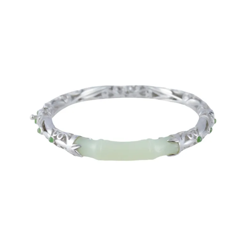 CHIC-ZONE Bangles Pale Greenish-White Jade Women's-5
