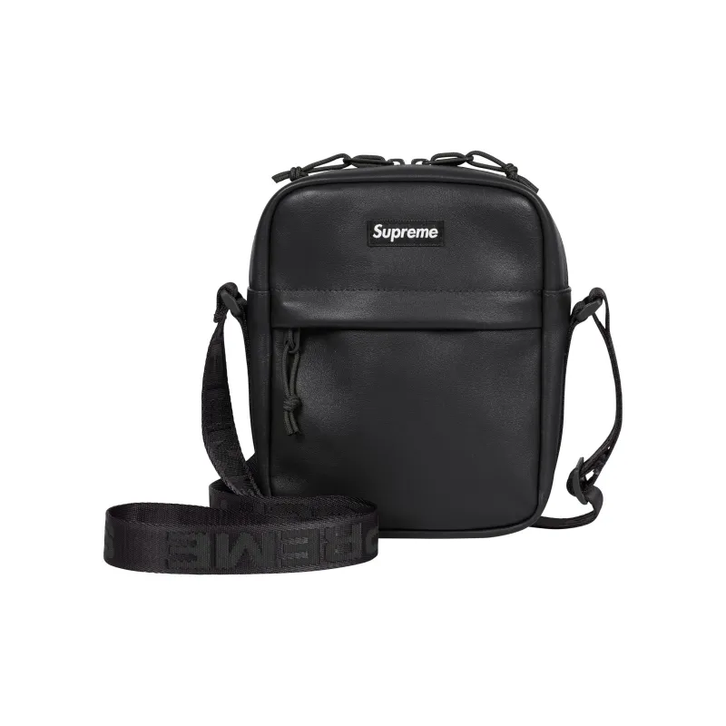 Supreme Cow Leather Crossbody Bag Shoulder Bag Unisex Black-0