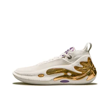 LiNing Wow11 Cushioning Rebound Mid Top Basketball Shoes Men's White Gold