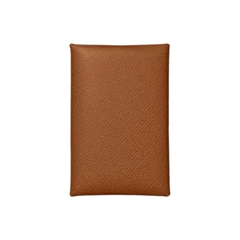HERMES Calvi Epsom Calfskin Wallet Coin Purse Business Card Holder Card Holder Women's 37 Gold Gold Brown