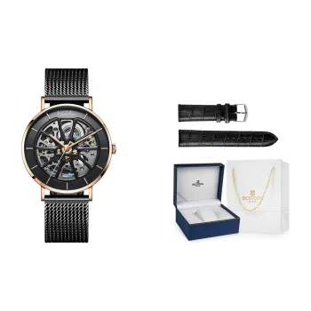 Bestdon Automatic Mechanical Movement Stainless Steel Watchband Watch Men's Watches Black Dial