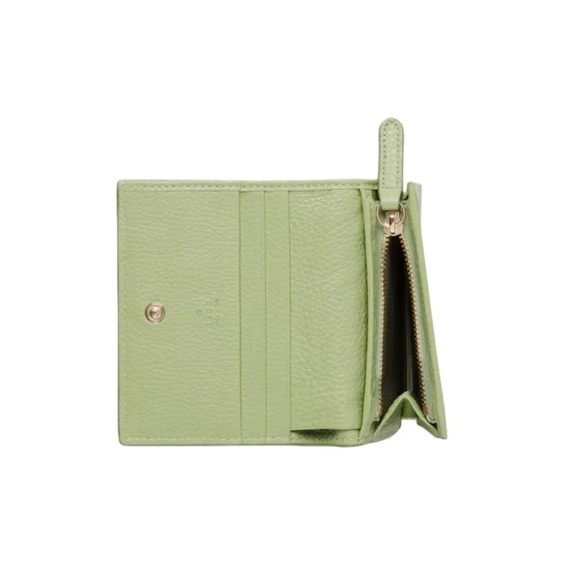 GUCCI Leather Wallet Mini Women's Light Green-4