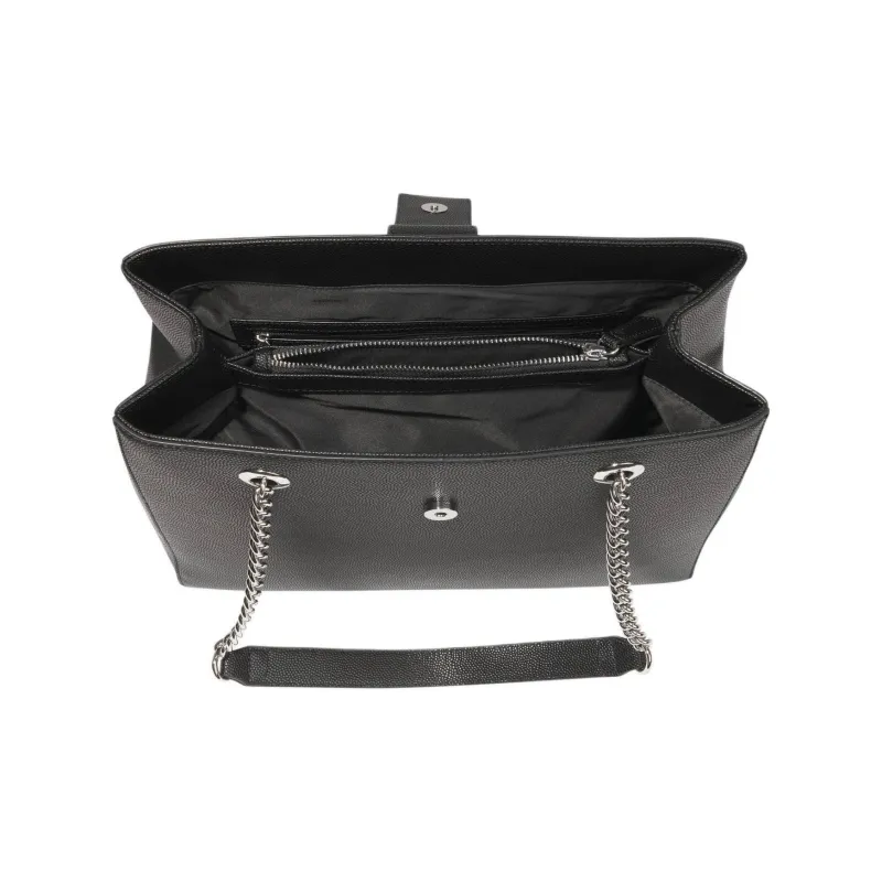 Valentino Litchi Grain Artificial Leather Tote Bag, Shopping Bag, Handbag, Shoulder Bag Women's Black-2