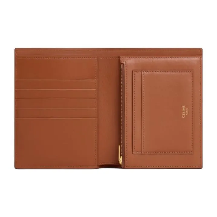 CELINE Cow Leather Wallet Medium Size Women's Tawny-3
