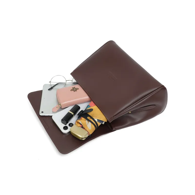 C°BANNER Split Cow Leather With Synthetic Leather One Shoulder Crossbody Portable Mom Bag Regular Women's Coffee-4