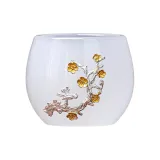 Plum Blossom in Snow with Tin-Engraved Glass Cup (White)