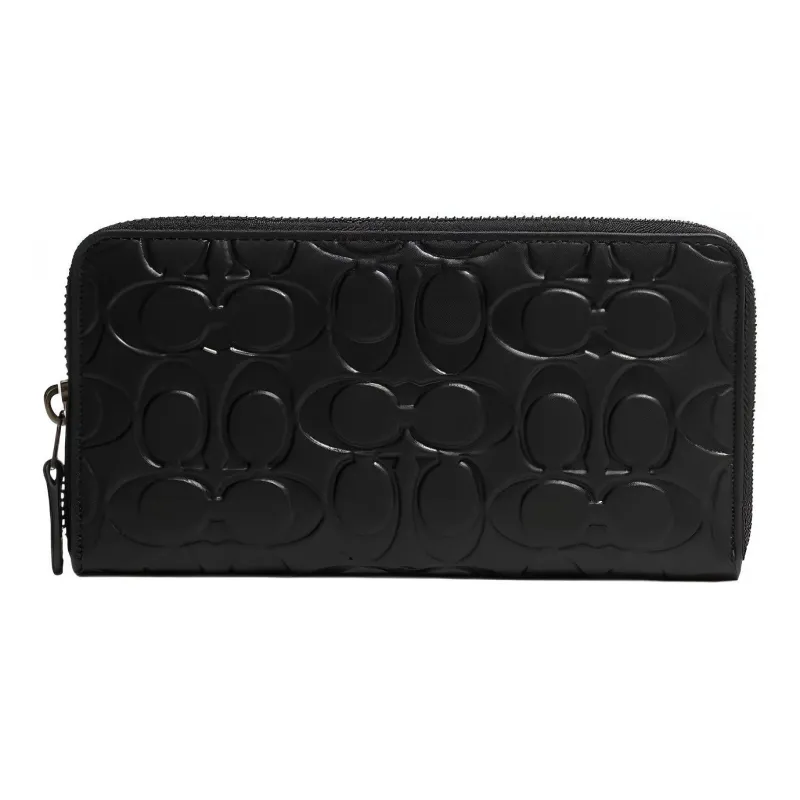 COACH Accordion Wallet Cow Leather Card Holder Wallet Women's Black-0
