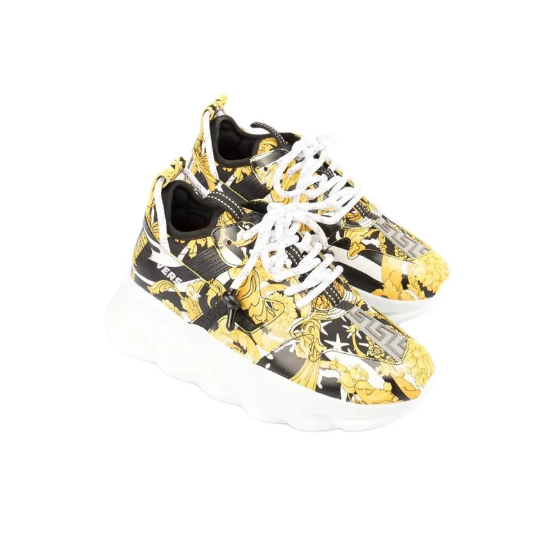 VERSACE Chain Reaction Low Top Casual Shoes 3.5cm Women's Yellow-3