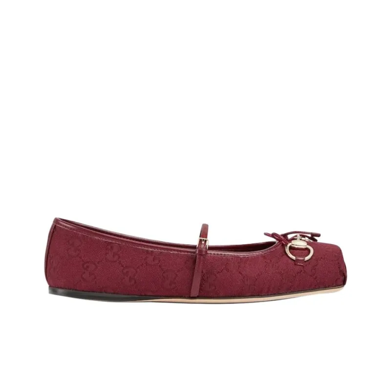 GUCCI Horsebit Casual Single Shoes Women's Red-1