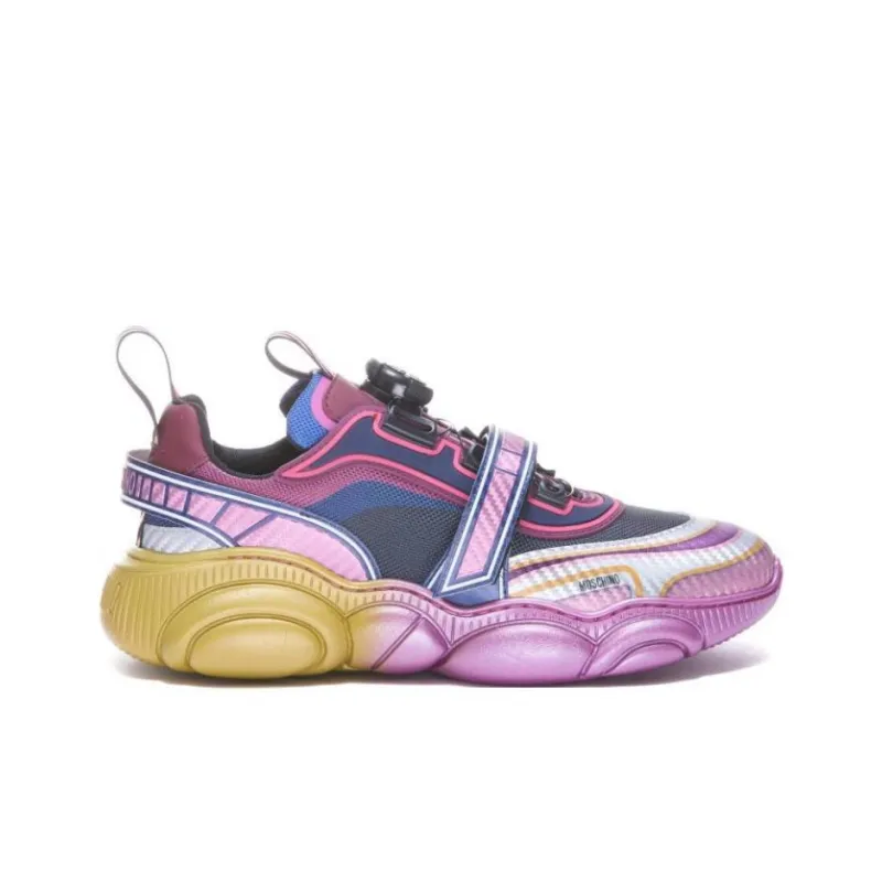 MOSCHINO Cushioning Low Top Sports Casual Shoes Women's Pink Yellow-4