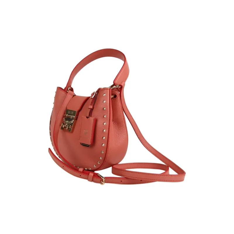 MCM Leather Crossbody Bag, Shoulder Bag Small Size Women's Cocoa Pink-2