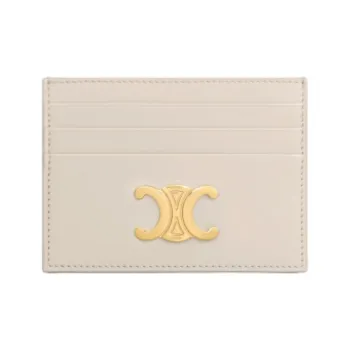 CELINE Triomphe Calfskin Card Holder Women's Light Beige