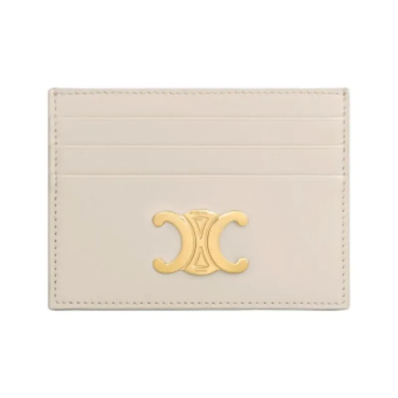 CELINE Triomphe Calfskin Card Holder Women's Light Beige-0