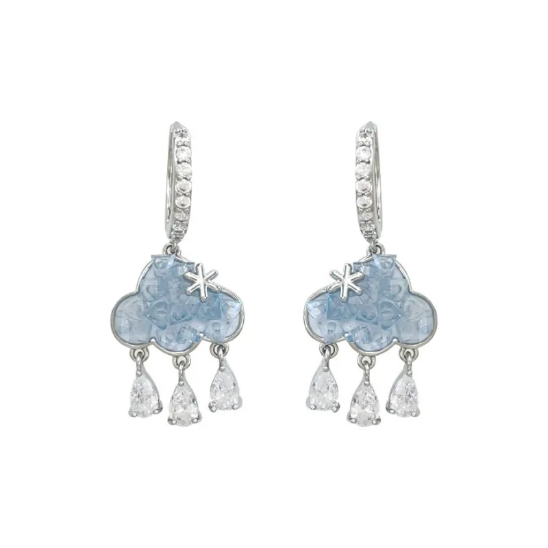 TUTAE Alloy Earrings Women's Gradient Blue-8