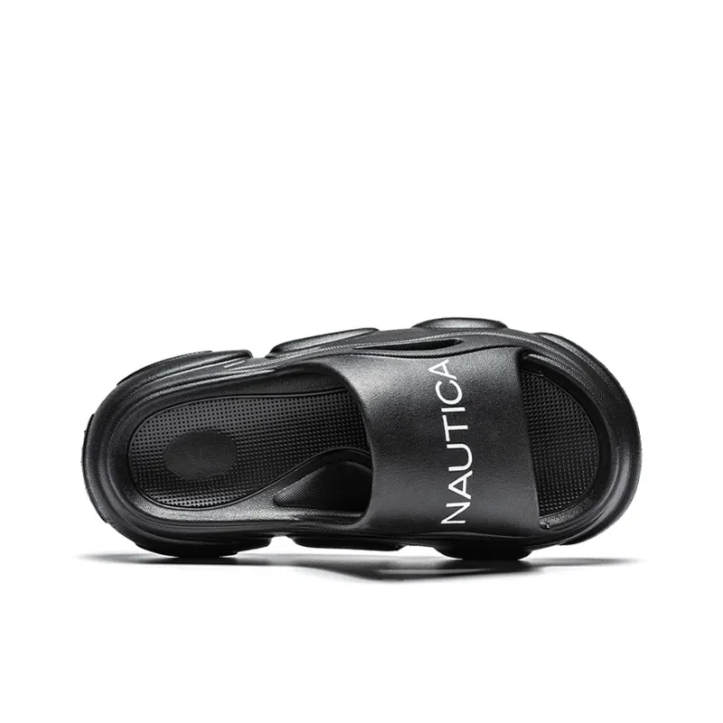 NAUTICA Slip Resistant Odor Resistant Abrasion Resistant Slide Slippers Unisex Black-4