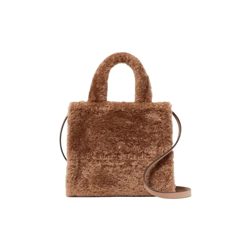 Kate Spade Faux Fur Tote Bag, Shopping Bag, Shoulder Bag, Crossbody Bag, Handbag Small Size Women's Light Yellow Umber