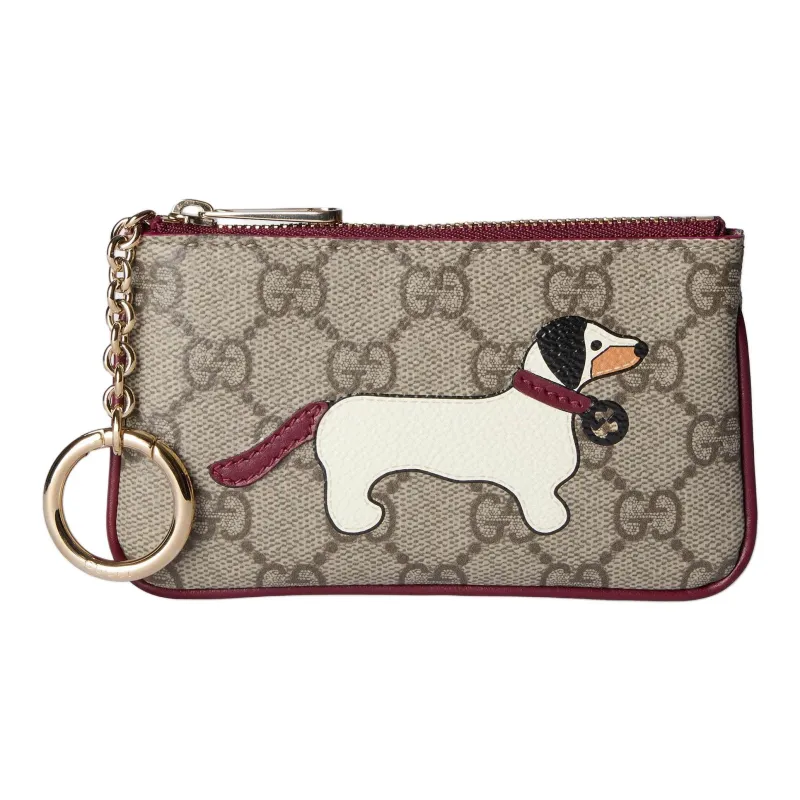 GUCCI Coated Canvas Coin Purse Key Pouch Unisex Beige & Brown-0