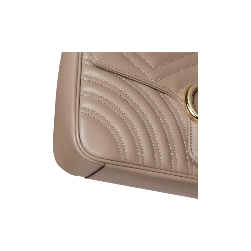 GUCCI GG Marmont Leather Crossbody Bag Shoulder Bag Small Size Women's Taupe-4