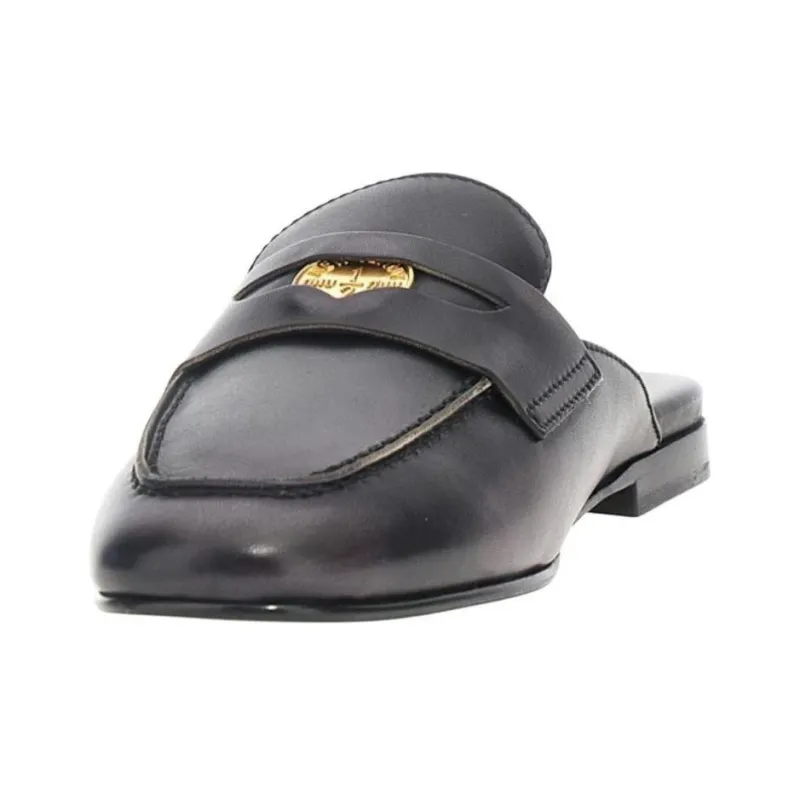 MIU MIU Penny Closed Toe Slippers Women's Black-2