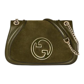 GUCCI Blondie Suede Portable Crossbody Bag, Shoulder Bag Trumpets Women's Dark Green